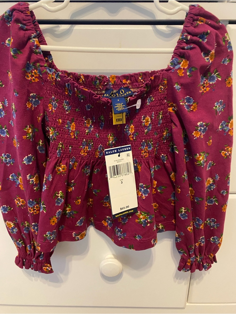 Ralph Lauren Floral Smocked Peasant Blouse / Size 3T / NWT